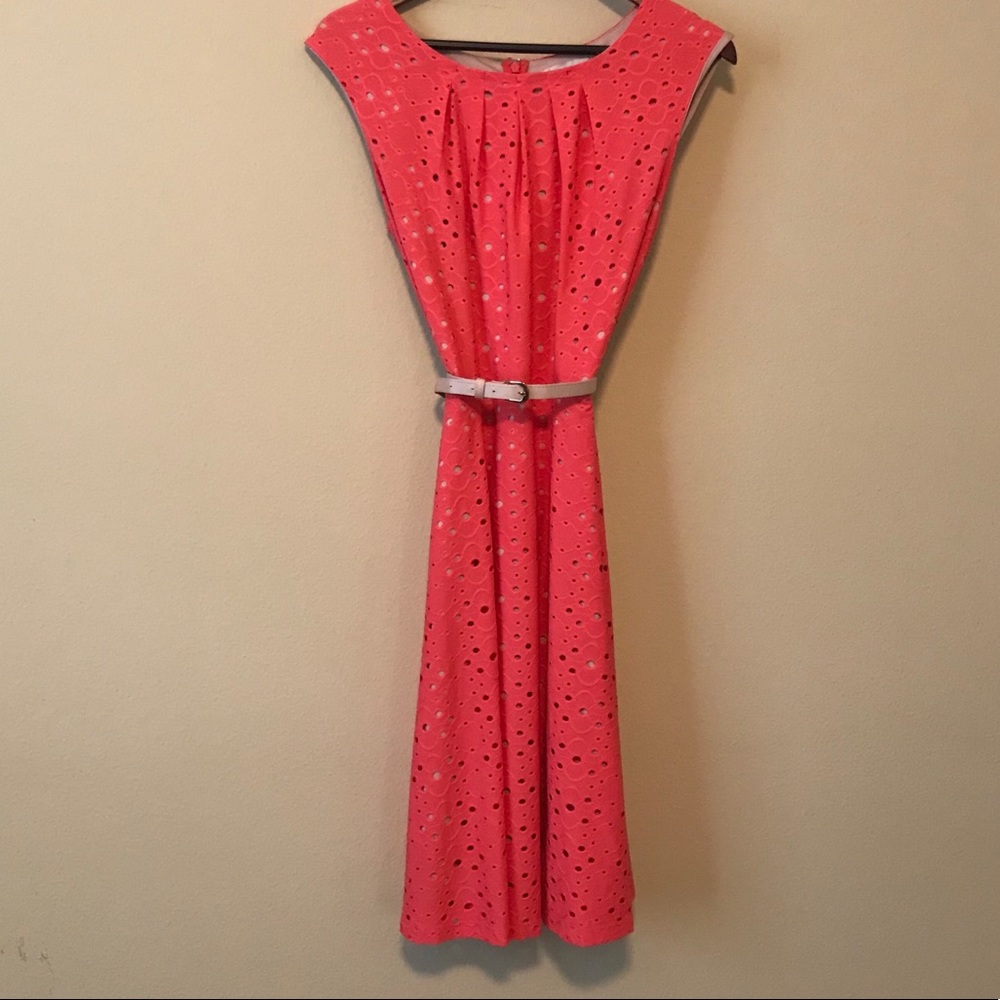 ESTABLISHED Salmon Orange Belted Dress
